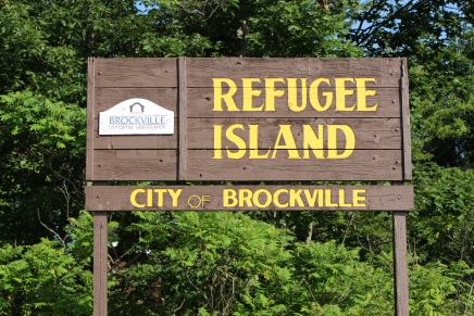 The city sign on Refugee Island